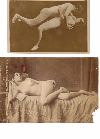 null Nude study, love scenes, pornography, foreplay, costumed couples. Circa 1890-1920....