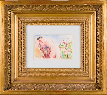 null French school of the 20th century

Naked woman surrounded by flowers

Watercolor...