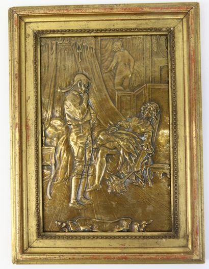 null Etienne Alexandre STELLA (XIX)

Patinated bronze plate engraved with a saucy...
