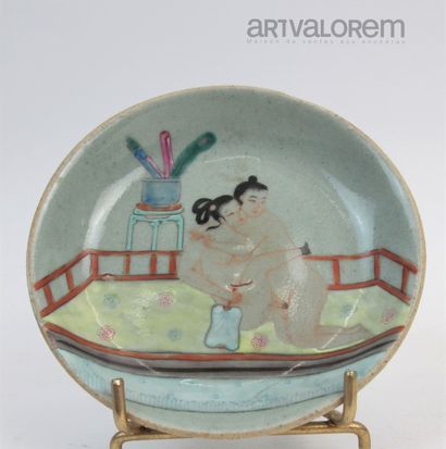 null CHINA

Three porcelain stoneware bowls with polychrome enamelled erotic scenes.

Diameter:...