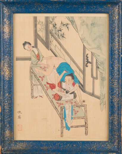 null CHINA, after Qiu Ying. 20th century. 

Set of three representations of couples...