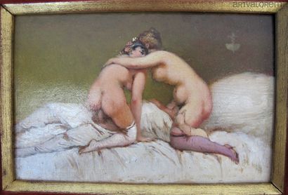 null French school of the 19th century

Confession scene, oil on panel revealing...