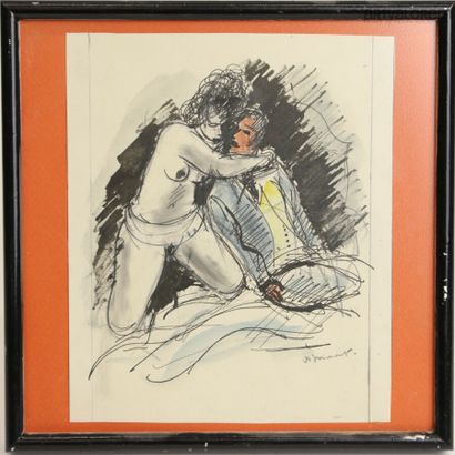 null André DIGNIMONT (1891-1965)

Scène érotique, dessin à la plume rehaussé d'aquarelle,...