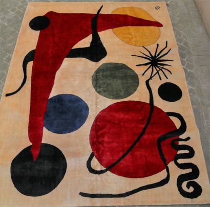 null Tapis moderne contemporain XXe siècle 

Carton d'après Miro

Tapis fait et noué...