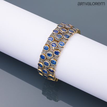 null Bracelet in silver vermeil 925°/°°° with articulated links decorated with diamond...