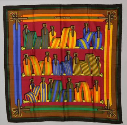 null HERMES Paris

Printed silk square titled "Sangles" by Joachim Metz

(good condition)

With...