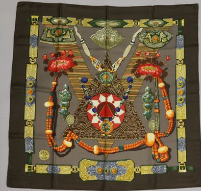 null HERMES Paris

Printed silk square titled "Tibet" by Cathy Latham

(good condition)

With...