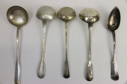null A silver stew spoon, Vieillard hallmark, master silversmith Laurent Labbé (1829-1838)....