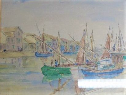 null French school of the 20th century.

Sailboats in the harbour, watercolour on...