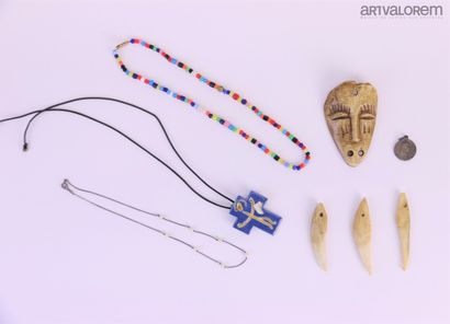 Lot of bone pendants in the form of mask...