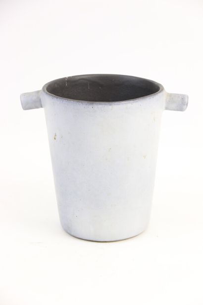 null VALLAURIS. 

Glazed stoneware ice bucket with red and black suprematist decoration...