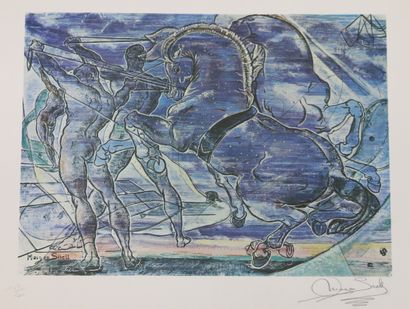 null Maria MORGAN-SNELL (1920-2007), lot of two four-color prints :

- Hommage à...