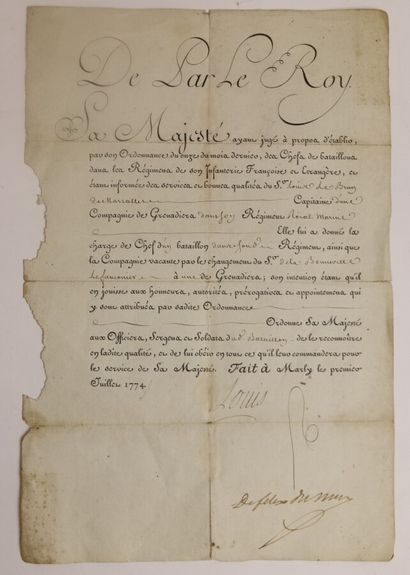 null Order of King Louis XVI, dated July 1, 1774, appointing Louis Le Brun as chief...