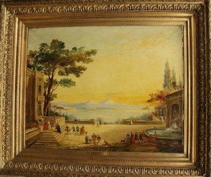 null French school of the 19th century 

Palace by a lake 

Oil on canvas, framed....