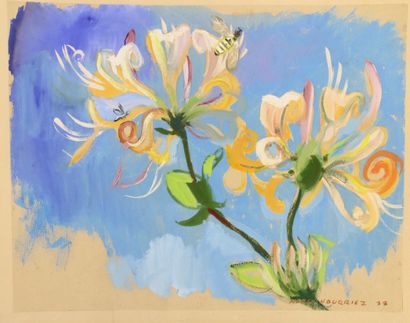 null Miscellaneous lot:

Marc HOURRIEZ. Flowers, gouache on paper, signed 1938. 

Attached:

-...