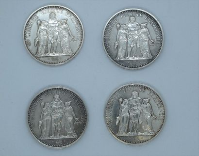 null France, 4 silver 10 francs coins, Hercules model. Years 1965 x2, 1967, 1971.

Weight...