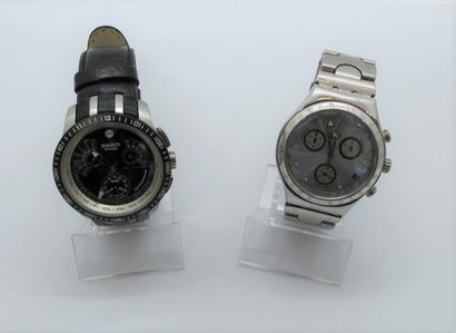 null SWATCH

Two watches chrono metal dial and one metal bracelet and the other leather...