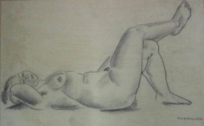 Hélène KWIATKOWSKA (XXe) « Etude de nue » dessin sur papier, signé en bas à droite....