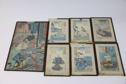 null JAPON

Lot de sept estampes : six estampes dai-oban (11 x 16,5 cm) et une estampe...