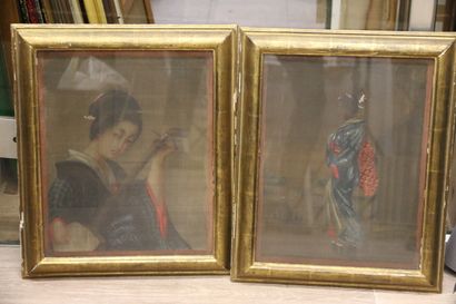 null JAPON XXe siècle

Lot de deux peintures à l'encre et couleurs sur soie : l'une...