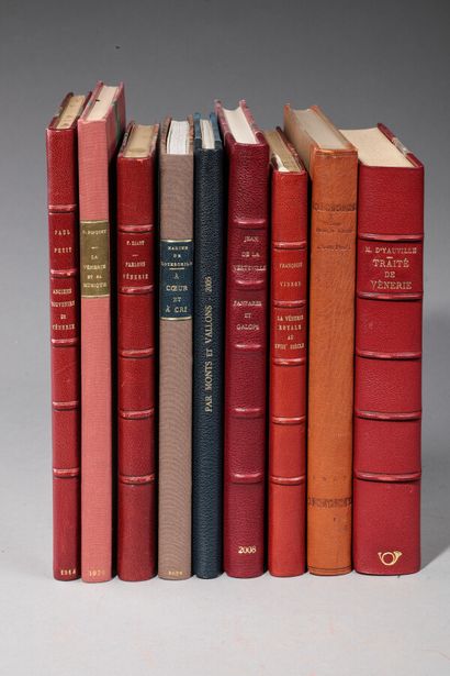 null [VENERATION]. 9 large books in-8 in half leather (5), half morocco (2) and half...