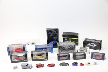 null Lot of scale models of advertising cars from Peugeot, Mini Cooper, Ford, Audi,...