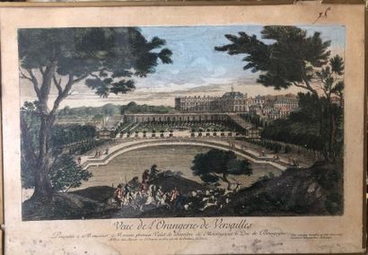 null "Vue de l'Orangerie de Versailles". gravure réhaussée. 29 x 42 cm (taches)

"Tuileries...