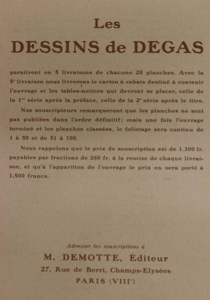 null DEGAS Les dessins de Degas reproduits en facsimilé

Réunis et publiés par Henri...