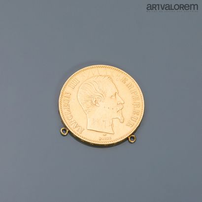 null 100 francs or, Napoléon III, année 1855.

Montée en pendentif.

Poids: 32,4...