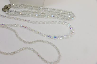 null Four necklaces made of Austrian crystal beads and opalescent glass beads, with...