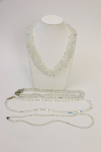 null Four necklaces made of Austrian crystal beads and opalescent glass beads, with...
