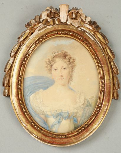 null Ecole française du XIXème siècle. 

Portrait en médaillon de la Reine Hortense....