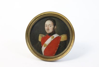 null Portrait en buste d'un capitaine de lancier 

Monarchie de Juillet

Miniature...