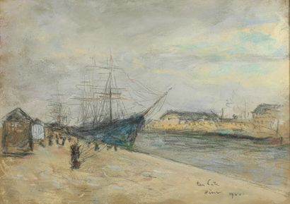 Pieter TEN CATE (1869-1937). 
Le Havre, bateau...