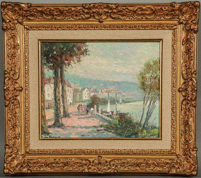 null Georges REGNAULT (1898-1979). 

Lively Seine bank. 

Oil on canvas, signed lower...