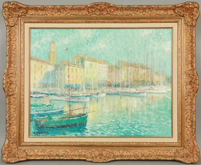 null Georges REGNAULT (1898-1979). 

Saint Tropez. 

Huile sur toile, signée en bas...