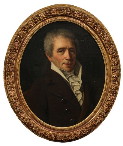  Giovanni GALINOTTI (1786-1827) 
Portrait d'homme en buste 
Huile sur toile ovale,...