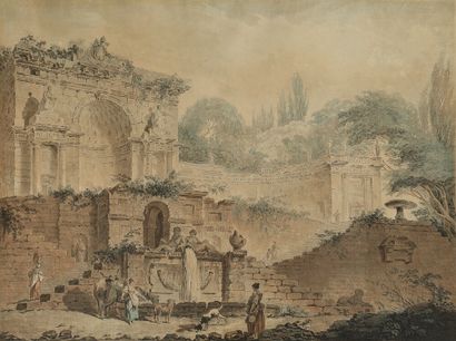 D'après Hubert ROBERT (1733-1808) - F. JANINET sculpteur D'après Hubert ROBERT (1733-1808)...