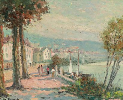 null Georges REGNAULT (1898-1979). 

Lively Seine bank. 

Oil on canvas, signed lower...