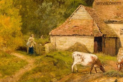 null 
English school in the taste of J. CLAYTON ADAMS

"Lively cottage". 

Oil on...