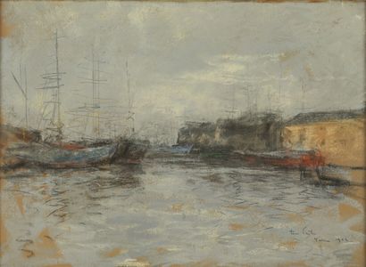 null Pieter TEN CATE (1869-1937). 

Le Havre, 1902. 

Crayons et pastel sur papier,...