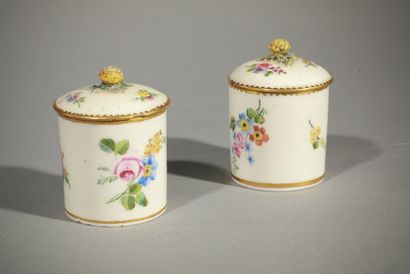 null VINCENNES-SEVRES, 18th century. 

Two covered cream pots in soft porcelain with...