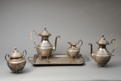 null Silver and silver vermeil tea and coffee set with chased and embossed decoration...