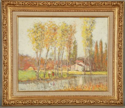 null Georges REGNAULT (1898-1979). 

Willows on a river

Gouache on paper, signed...