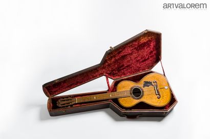 null Très belle et rare guitare romantique italienne portant étiquette authentique...