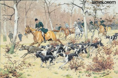 null Georges BUSSON (1859-1933)

Quatre scènes de chasse à courre

Lithographies...