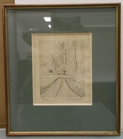 null André DUNOYER de SEGONZAC (1884-1974).

Lithographie "jardin", n°32/33, signée.

27...