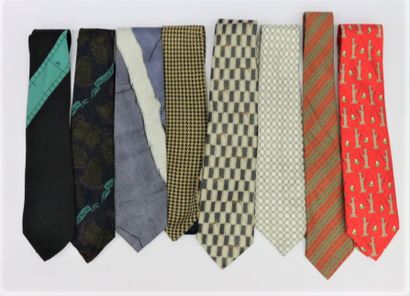 null Huit cravates en soie : deux Montana, une Hermès, trois Christian Dior, une...