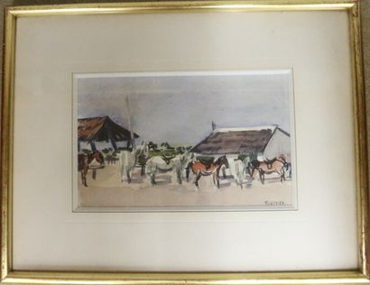 null Roger FORISSIER (1924-2003)

Chevaux sellés

Aquarelle sur papier encadré

10...