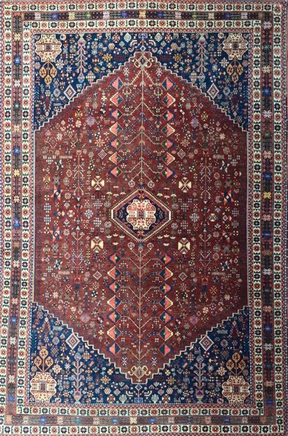 null Great Abadeh (Iran) circa 1970, Afchar region.

Wine-red field with geometric...